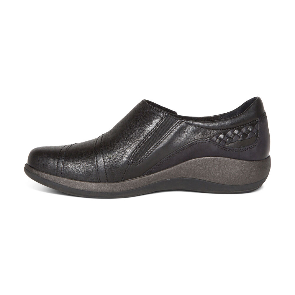 Aetrex Women's Karina Monk Strap Dress Shoes - Black | USA RLP558R